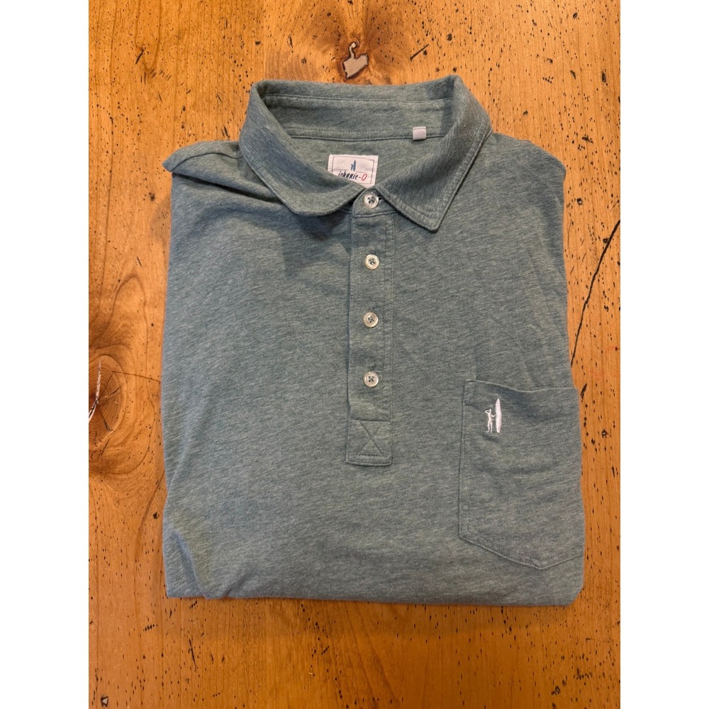 johnnie-O Hangin Out XL Mens Short Sleeve Heathered Sage Green Pocket Polo Shirt